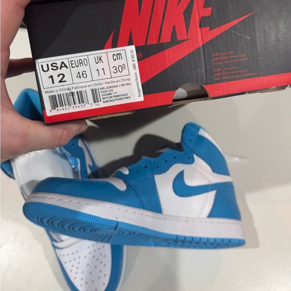 New Nike Jordan 1 high top og baby blue mens size 12 - Picture 4 of 5